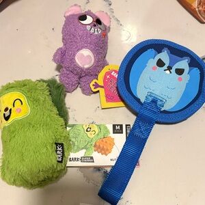 NWT Bark Colorful Plush Toy Trio - Purple, Green, Blue.